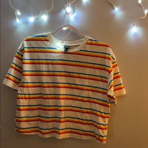 Rainbow striped cropped tee